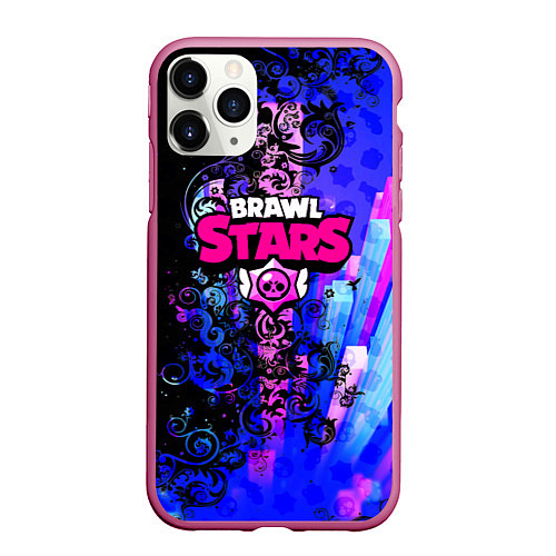 Чехол iPhone 11 Pro матовый Brawl stars neon abstraction / 3D-Малиновый – фото 1