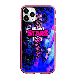 Чехол iPhone 11 Pro матовый Brawl stars neon abstraction, цвет: 3D-малиновый