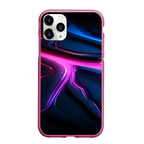 Чехол iPhone 11 Pro матовый Фиолетовая кислота текстура / 3D-Малиновый – фото 1