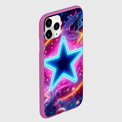 Чехол iPhone 11 Pro матовый Звезда в неоновом космосе - нейроарт, цвет: 3D-фиолетовый — фото 2