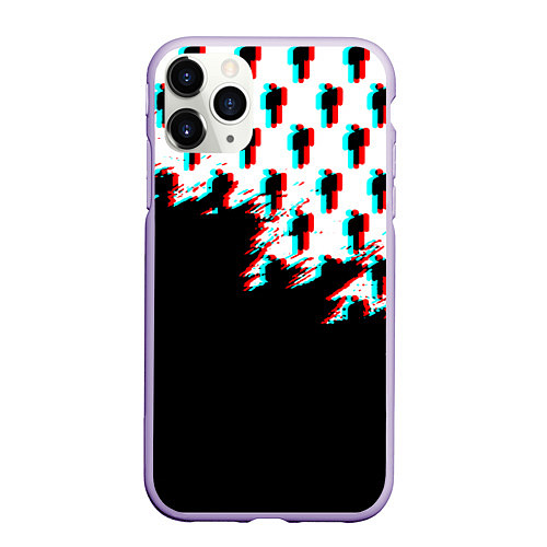 Чехол iPhone 11 Pro матовый Billie Eilish pattern glitch / 3D-Светло-сиреневый – фото 1