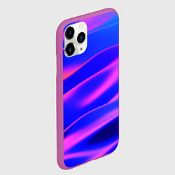 Чехол iPhone 11 Pro матовый Неоновые волны градиент, цвет: 3D-фиолетовый — фото 2