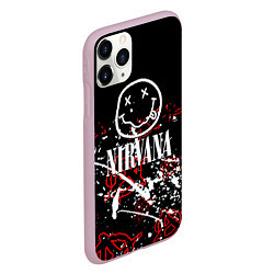 Чехол iPhone 11 Pro матовый Nirvana анархия, цвет: 3D-розовый — фото 2