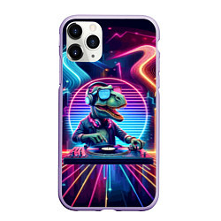 Чехол iPhone 11 Pro матовый Dino DJ - neon glow, цвет: 3D-светло-сиреневый