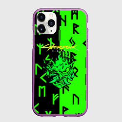 Чехол iPhone 11 Pro матовый Cyberpunk 2077 символы, цвет: 3D-фиолетовый