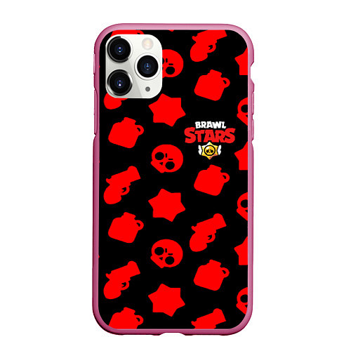 Чехол iPhone 11 Pro матовый Brawl stars logo / 3D-Малиновый – фото 1