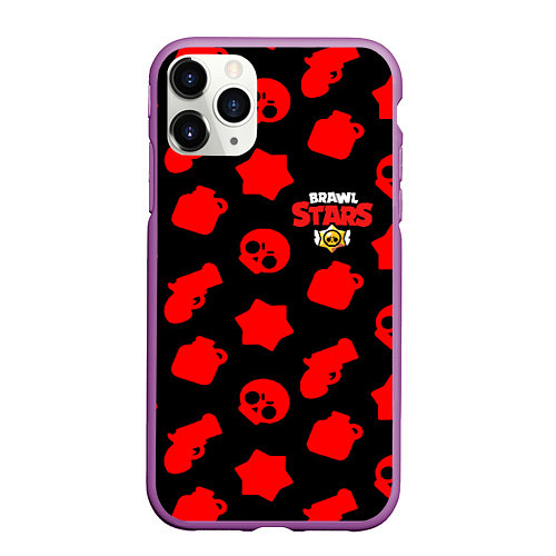 Чехол iPhone 11 Pro матовый Brawl stars logo / 3D-Фиолетовый – фото 1