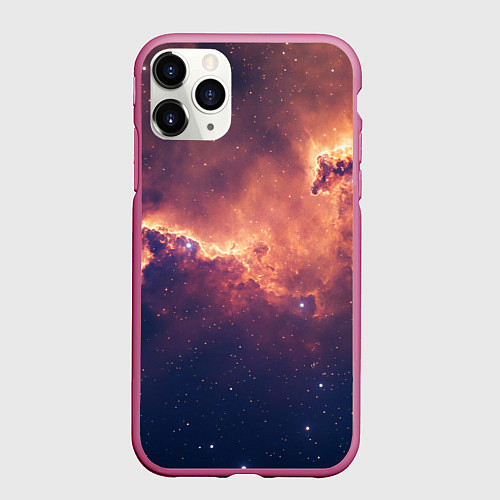 Чехол iPhone 11 Pro матовый Космические облака и звезды / 3D-Малиновый – фото 1