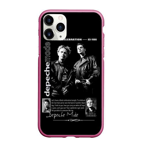 Чехол iPhone 11 Pro матовый Depeche Mode Black Celebration 1986 / 3D-Малиновый – фото 1