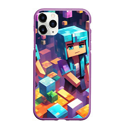 Чехол iPhone 11 Pro матовый Minecraft 2 0, цвет: 3D-фиолетовый