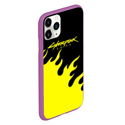 Чехол iPhone 11 Pro матовый Cyberpunk 2077 желтый fire, цвет: 3D-фиолетовый — фото 2