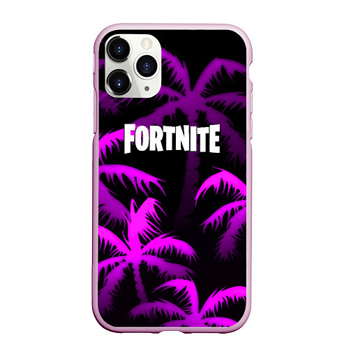 Чехол iPhone 11 Pro матовый Fortnite тропики / 3D-Розовый – фото 1