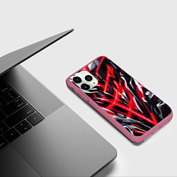 Чехол iPhone 11 Pro матовый Красная энергетическая абстракция, цвет: 3D-малиновый — фото 2