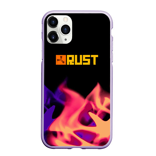 Чехол iPhone 11 Pro матовый RUST neon fire / 3D-Светло-сиреневый – фото 1