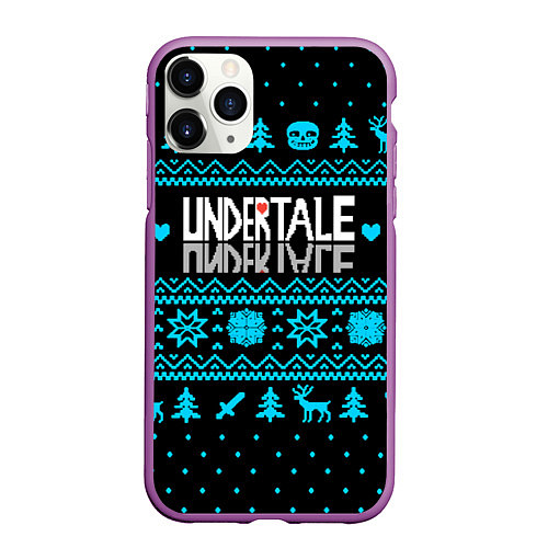 Чехол iPhone 11 Pro матовый Undertale rpg winter / 3D-Фиолетовый – фото 1