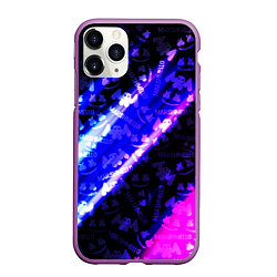 Чехол iPhone 11 Pro матовый Marshmello neon steel, цвет: 3D-фиолетовый