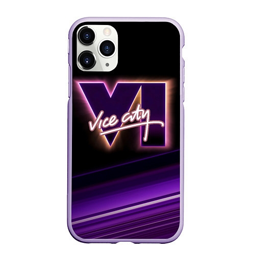 Чехол iPhone 11 Pro матовый GTA VI - Vice city / 3D-Светло-сиреневый – фото 1