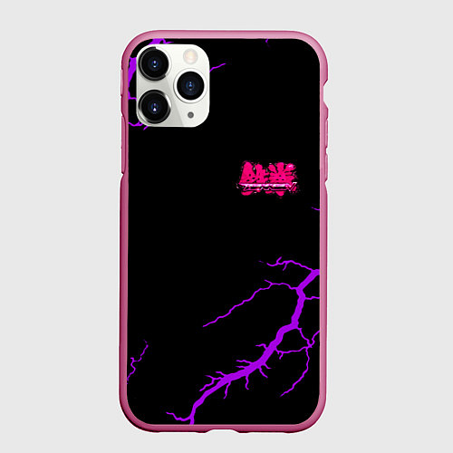Чехол iPhone 11 Pro матовый Tekken storm neon / 3D-Малиновый – фото 1