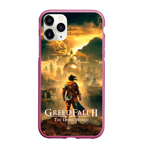 Чехол iPhone 11 Pro матовый Герой Greedfall 2 the dying world / 3D-Малиновый – фото 1