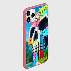 Чехол iPhone 11 Pro матовый Minecraft skull - ai art fantasy, цвет: 3D-малиновый — фото 2