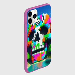 Чехол iPhone 11 Pro матовый Minecraft landscape with skull - ai art fantasy, цвет: 3D-фиолетовый — фото 2