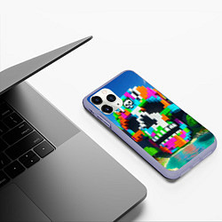 Чехол iPhone 11 Pro матовый Minecraft landscape with skull - ai art fantasy, цвет: 3D-светло-сиреневый — фото 2