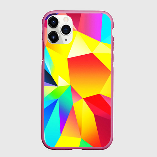 Чехол iPhone 11 Pro матовый Цветная геометрия стекло / 3D-Малиновый – фото 1