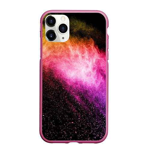 Чехол iPhone 11 Pro матовый Абстрактный всплеск красок / 3D-Малиновый – фото 1