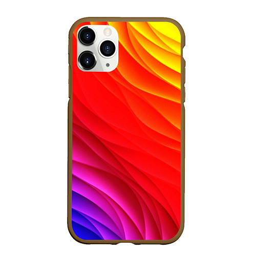 Чехол iPhone 11 Pro матовый Абстрактные волны текстура / 3D-Коричневый – фото 1