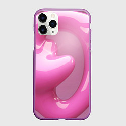 Чехол iPhone 11 Pro матовый Розовые краски абстракция, цвет: 3D-фиолетовый