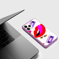 Чехол iPhone 11 Pro матовый Вечеринка 90-х: Яркие символы эпохи, цвет: 3D-фиолетовый — фото 2