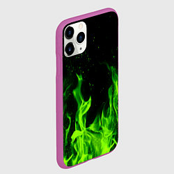 Чехол iPhone 11 Pro матовый Огонь зелёный текстура, цвет: 3D-фиолетовый — фото 2