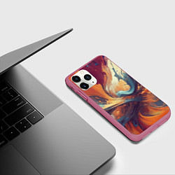 Чехол iPhone 11 Pro матовый Акриловая абстракция в стиле Vallejo, цвет: 3D-малиновый — фото 2