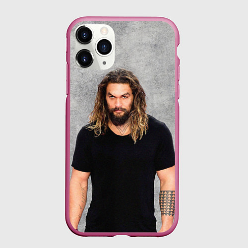 Чехол iPhone 11 Pro матовый Jason Momoa / 3D-Малиновый – фото 1