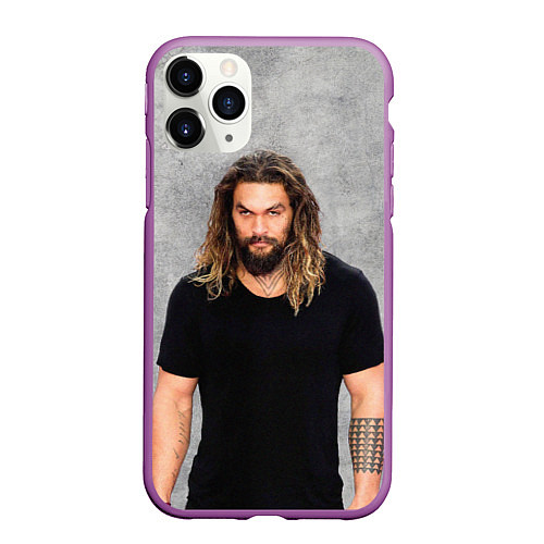 Чехол iPhone 11 Pro матовый Jason Momoa / 3D-Фиолетовый – фото 1