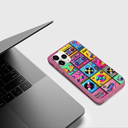 Чехол iPhone 11 Pro матовый Вибрации 90-х вечеринка в стиле ретро, цвет: 3D-малиновый — фото 2