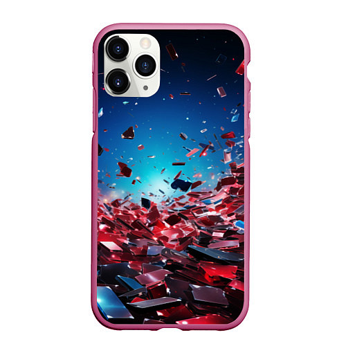 Чехол iPhone 11 Pro матовый Осколки плит в движении / 3D-Малиновый – фото 1