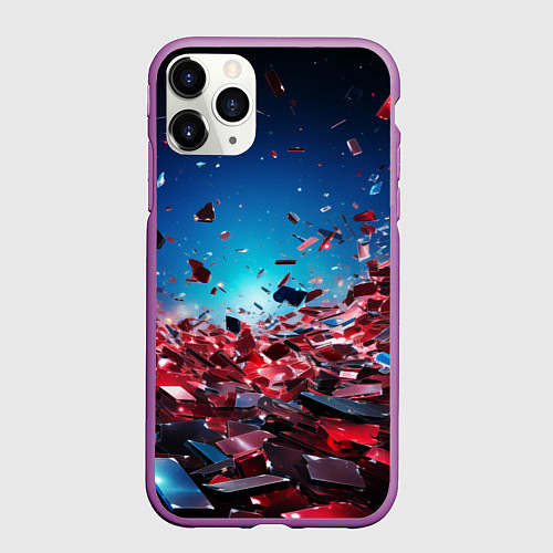 Чехол iPhone 11 Pro матовый Осколки плит в движении / 3D-Фиолетовый – фото 1