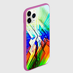 Чехол iPhone 11 Pro матовый Неоновая абстракция стекло, цвет: 3D-фиолетовый — фото 2