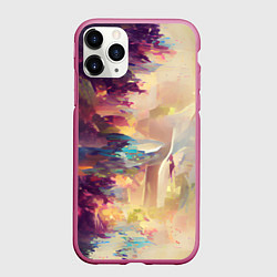 Чехол iPhone 11 Pro матовый Слияние цветов, цвет: 3D-малиновый