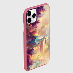 Чехол iPhone 11 Pro матовый Слияние цветов, цвет: 3D-малиновый — фото 2