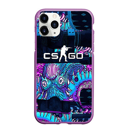 Чехол iPhone 11 Pro матовый CS GO neon blob / 3D-Фиолетовый – фото 1