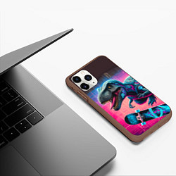 Чехол iPhone 11 Pro матовый Дино крутой скейтбордист - граффити, цвет: 3D-коричневый — фото 2