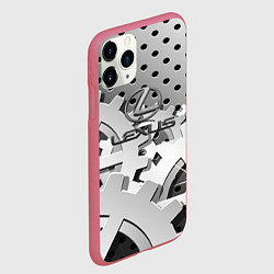 Чехол iPhone 11 Pro матовый Lexus carbon steel, цвет: 3D-малиновый — фото 2