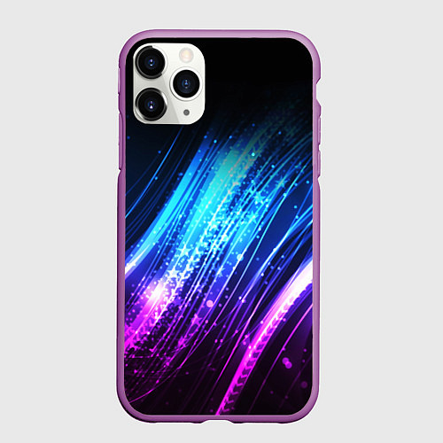 Чехол iPhone 11 Pro матовый Неоновые звёзды текстура / 3D-Фиолетовый – фото 1