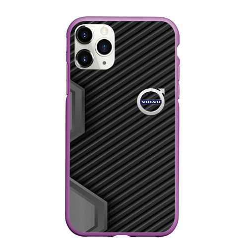 Чехол iPhone 11 Pro матовый Volvo carbon car / 3D-Фиолетовый – фото 1