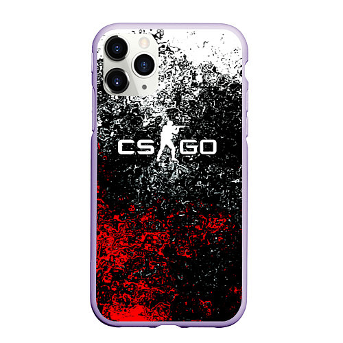 Чехол iPhone 11 Pro матовый CSGO брызги красок / 3D-Светло-сиреневый – фото 1