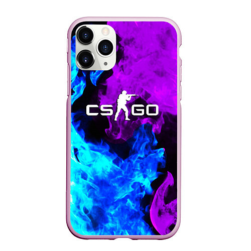 Чехол iPhone 11 Pro матовый CSGO neon flame / 3D-Розовый – фото 1