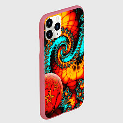Чехол iPhone 11 Pro матовый Фрактальный узор из фигур, цвет: 3D-малиновый — фото 2