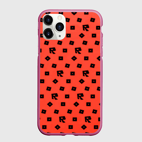 Чехол iPhone 11 Pro матовый Roblox game pattern / 3D-Малиновый – фото 1